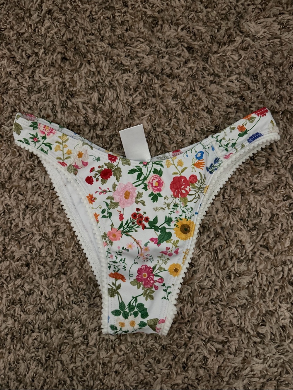Girls Floral Cotton Bikini Underwear - White Multi